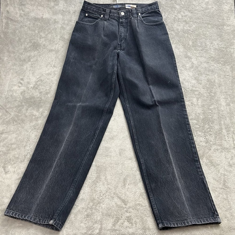 Anchor Blue Baggy Jeans 28x31 Faded Black Loose Wide Leg Skater Grunge Y2K Fades